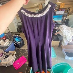 formal dress purple with pearl embroidery